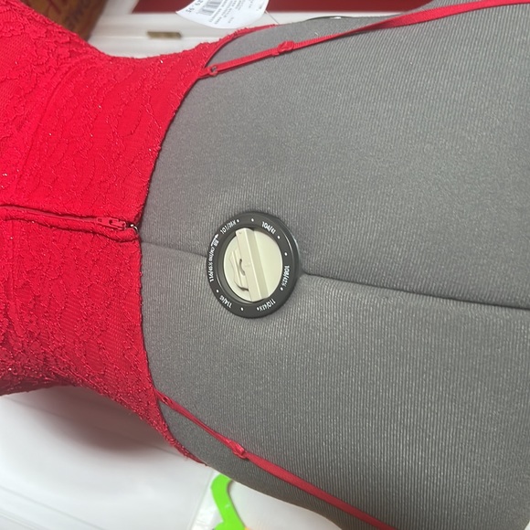 Red spaghetti strap lace David’s Bridal Gown - Picture 3 of 5